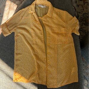 Michael Kors Yellow Floral short sleeve button down Shirt XS